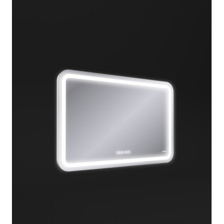Зеркало LED 050 design pro 80x55 с подсветкой хол. тепл. cвет часы с антизапотеванием прямоугольное Cersanit