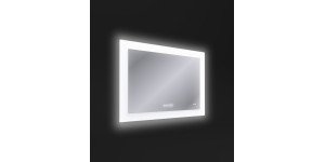 Зеркало LED 060 design pro 80x60 с подсветкой часы с антизапотеванием прямоугольное Cersanit