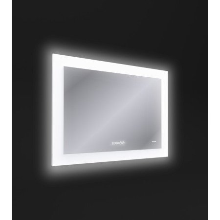Зеркало LED 060 design pro 80x60 с подсветкой часы с антизапотеванием прямоугольное Cersanit